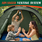 Tents for Camping 2/3/4 Person with Rainfly - Camping Tent Waterproof Windproof Easy Setup, Portable Double Layer Outdoor Dome Tent, Backpacking Tents for Adventure Backyard Hiking