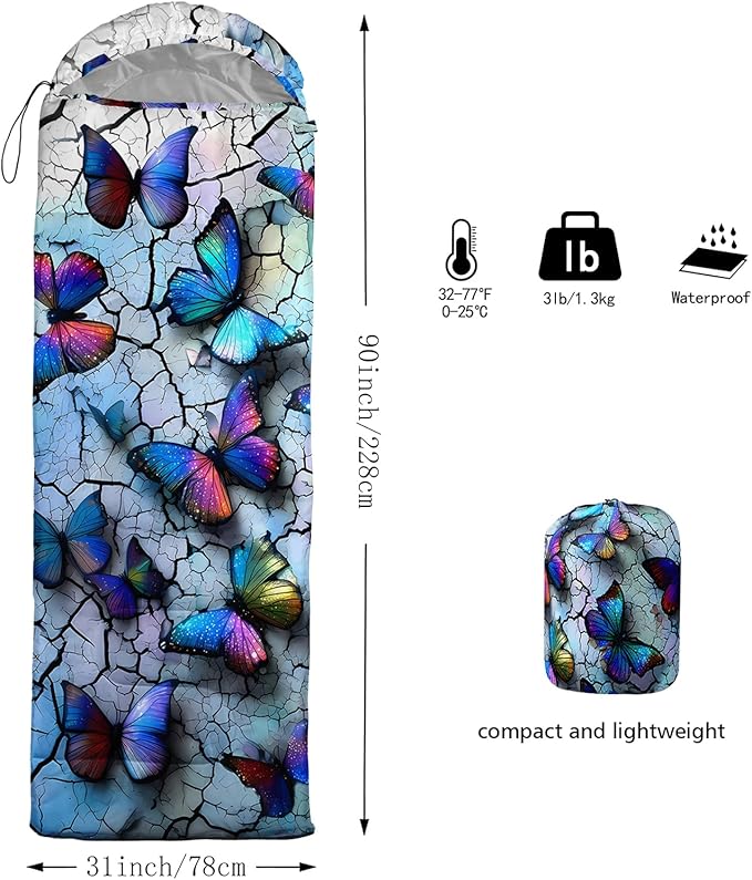 QOOMO Camping Sleeping Bags,3 Season Warm & Cool Weather,Lightweight,Waterproof Sleeping Bags for Adults & Kids,Traveling,and Outdoors,Camping Gear Equipment