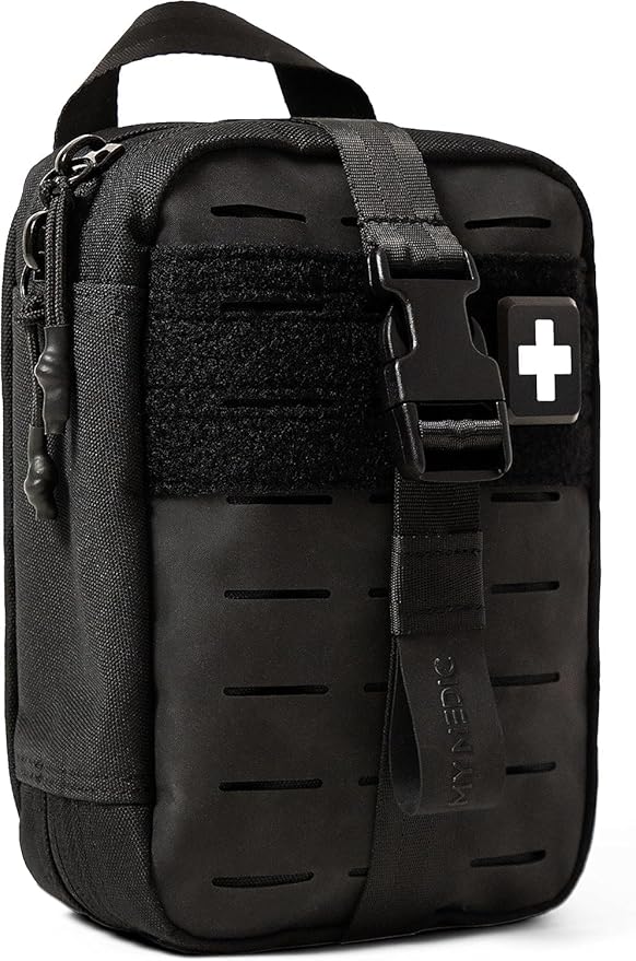 My Medic MyFak Mini Pro First Aid Kit - Small and Lightweight for Camping Hiking and Backpacking - 70 Items IFAK with Tourniquet - HSA/FSA Great for Travel - Black