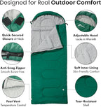 Wolfstone Sleeping Bags for Adults - 3 Season Sleeping Bags with Lightweight Compression Sack for Hiking & Camping - Anti-Snag Zipper, Tear-Resistant Shell & Breathable Lining in Black, Blue or Green