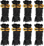 8 Pack 4mm Guy Lines Ultralight Tent Cords with Aluminum Adjuster Tensioner Outdoor Camping Guylines Ropes for Tent Tarp,Climbing,Hiking Backpacking (Black)