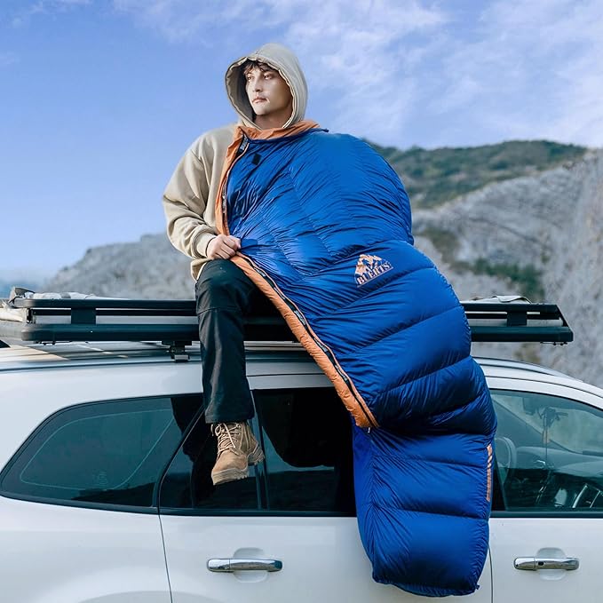 Down Backpacking Sleeping Bag 680FP. Cold Weather Sleeping Bag 0°F-32°F (Multiple Temperature Options), XL Large 4 Season Sleeping Bag for Adults Camping Hiking Mountaineering.