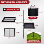 VINGLI Swivel Camping Firepit Grill, Foldable Campfire Steel Grate w/Griddles & Storage Bag, 360° Adjustable, Open Fire Outdoor Cooking Equipment, Parties, Activities, Families Use 31'' x 17'' x 32''