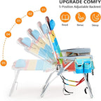 VINGLI Tall Beach Chair 2 Pack Lightweight, Backpack Beach Chair for Adults with 5-Position, Cooler Bag, Cup Holders, Towel Bar, Folding Beach Camping Chairs（16“-Rainbow）