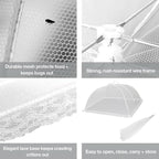 Simply Genius Pop-Up Outdoor Food Covers to Keep Bugs Away - 14 x 14 in, 4 Pack, White - Mesh Food Covers for Picnic & BBQ - Portable Nets for Outside