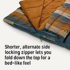 Kelty Wayback Flannel Lined Sleeping Bag, Built in Blanket, Traditional Rectangle Shape, Organic Flannel Cotton Liner, Dual Locking Slide Zips