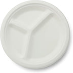 100% Compostable Natural Plant Fiber 3-Compartment Plate, 10-Inch, 500-Count Case