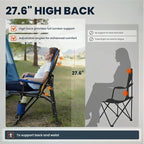 Overmont Heated Camping Chair with High Back - 3 Heat Levels 2-Zone Separately Heating - 450 LBS Support Heavy Duty Folding Chair Portable for Adults Patent No.: US D1.028.543S - Battery NOT Included