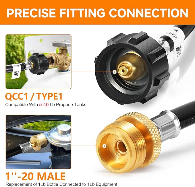 GasSaf 10FT Propane Hose, Propane Adapter Hose 1lb to 20lb Connection, Propane Tank Hose Suitable for Weber Q Grills, Blackstone Griddles, Coleman Stoves, Mr Heater Buddy & More