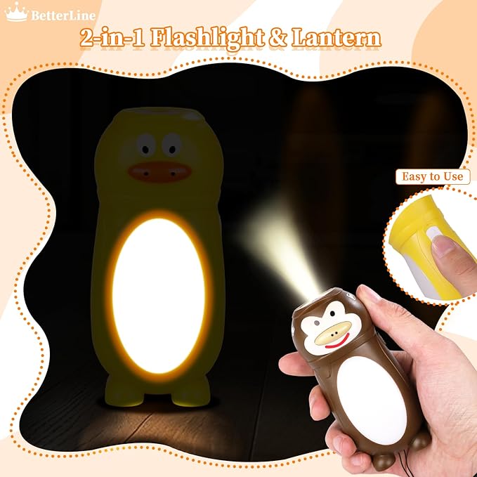 KunHe 8 Pack Animal Flashlights for Kids 2 in 1 Toddler Flashlight Camping Lantern Flashlights Stocking Stuffers for Kids Toddlers Lantern Cute Flashlight Christmas Gift for Girls Boys