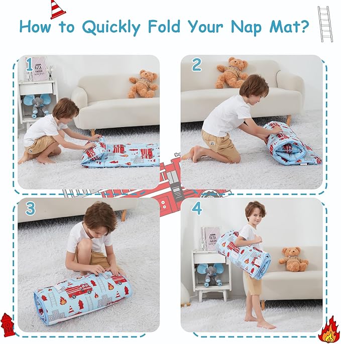 Toddler Nap Mat, Kids Sleeping Bag with Pillow & Minky Blanket, Girls Extra Large Rolled Nap Mats for Preschool Daycare Camping Kindergarten