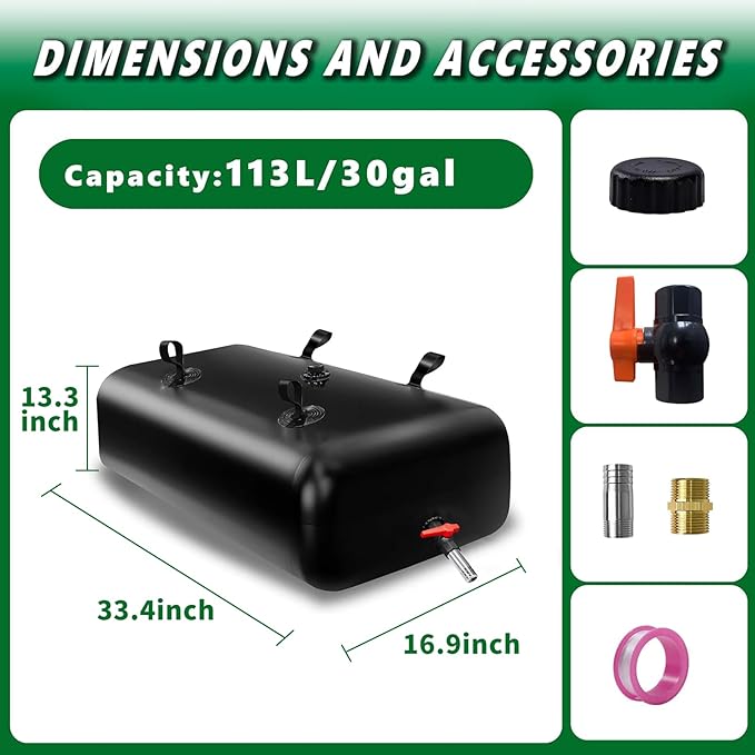 113 L/30 gal Water Bladder Storage Containers, Foldable Portable Water Tank Large Capacity Soft Water Bag, Drought Resistance, Fire Prevention, Emergency Water