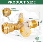 Extend a Stay RV Propane Kit, 4-Port Propane Brass Tee with 5 ft & 12 ft Stainless Steel Hoses for Connection Between Auxiliary Propane Cylinder and Appliances, Camping, Motorhomes