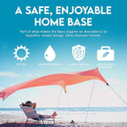 Neso Gigante Portable Beach Tent Sun Shelter - Lightweight Beach Shade Canopy - Easy Setup for Family Outings - Patented Reinforced Corners - UPF 50+ Sun Protection - 8ft Tall, 11 x 11ft - Coral