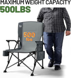 TIMBER RIDGE Oversized Folding Camping Chair High Back Heavy Duty for Adults Support up to 500lbs with Cup Holder, Side Pocket Cooler Bag 2 Pack