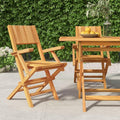 Solid Teak Wood Folding Patio Chairs 2-Pack 21.7"x24"x35.4" Weather-Resistant Outdoor Lounge Chairs for Poolside, Beach, Camping and Backyard