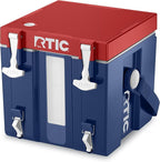 RTIC Halftime Water Cooler Portable Carrier Container, Drink Beverage Dispenser, Stackable with 2 Taps, Bottleless, BPA-Free, for Sports, Camping, BBQ, Parties, Picnic, & More, Patriot