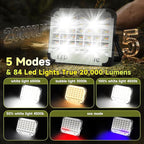 200W LED Solar Work Light Rechargeable, Sinear 20000LM Magnetic Portable Light, 20000mAh with 5 Modes, IP66 Waterproof for Outdoor Camping, Car Repair, Building, Workshop, Garage, Emergency