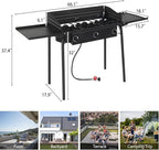 Bonnlo 3 Burners Propane Gas Stove, 225,000 BTU Portable Outdoor Camp Cooker Stove with Regulator, Side Shelves, Foldable Windpanel, Adjustable Height & Carrying Bag for Backyard, Camping, Tailgating