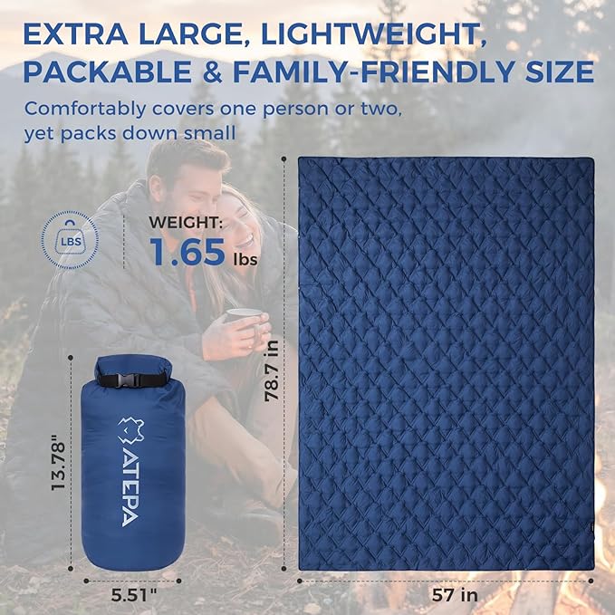 ATEPA Wearable Sleeping Bag, Recycled Warm Winter Camping Blanket Wearable Poncho for Outdoor, Stadium Sports Women Men
