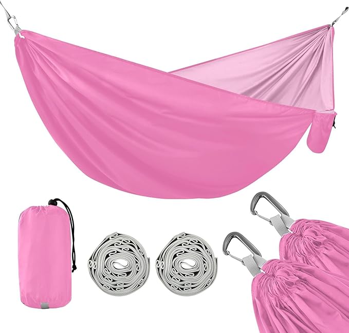 Coral Pink Double Hammocks with Travel Bag Camping Hammocks for Travel 114" x 54"