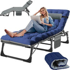 Slsy Folding Lounge Chairs Outdoor, Adjustable Sleeping Cot Chair, Portable Folding Bed Cot Chaise Lounge Chairs for Outside Beach Lawn Camping Pool Sun Tanning