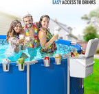 14QT Pool Cooler, with 4 Pool Cup Drink Holders, Insulated Hard Cooler with Handle, Keeps Cold for up to 3 Days, Above Ground Pool Accessories Storage, Portable Poolside Beach Camping