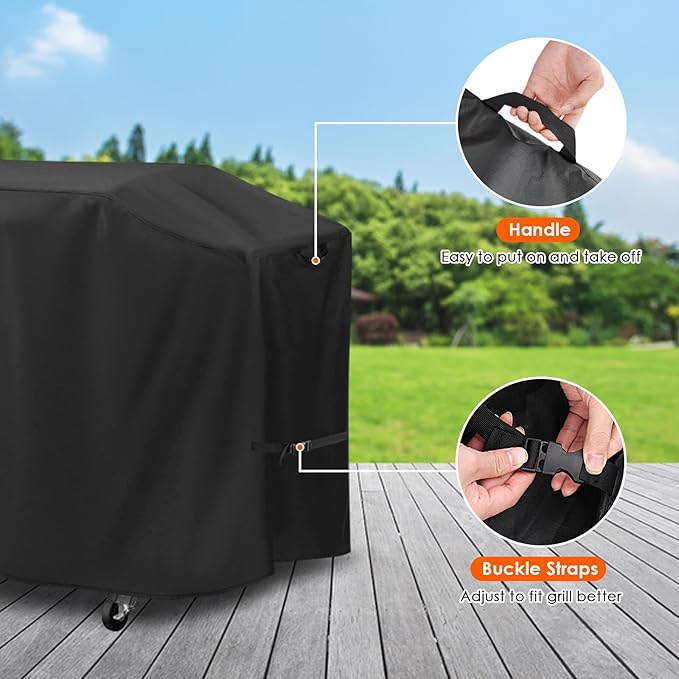 Grill Cover for Weber Slate 28” Rust-Resistant Griddle, 64in Outdoor Flat Top Grill Cover Waterproof for Weber Slate Liquid/Gas Griddle 1501479 1501345-64x25x34inch