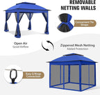 COOS BAY Pop up Gazebo 11x11, Instant Canopy Tent with Mesh Netting, Patio Gazebo with 121 Square Feet of Shade, 4 Weight Bags Included, Blue