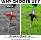 8" Heavy Duty Screw in Tent Stakes, Metal Camping Stakes, Drill-In Ground Anchor, Threaded Stakes for Canopies, Gardening, Yard Inflatables, with Hex Socket and Storage Bag (12, Black)