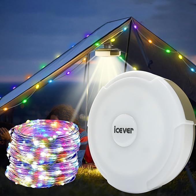 Camping String Lights, Rechargeable Waterproof Hanging Lamp Portable LED Light for Outdoor Camping Awning Tent Garden Party Yard Festival Decor (16.4FT 5 Lighting Modes)