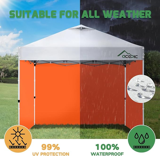 Sidewalls for 10x10 Pop Up Canopy, 210D Polyester Waterproof Canopy Sidewalls with UV Protection, Sunwall Only (Orange, 10 * 10ft 3PCS)