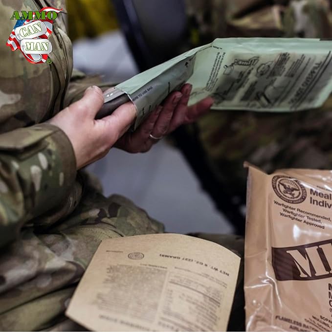 MRE Ready to Eat Meals - Emergency Food Kits, Pack Of 6 w/Entrees, Dessert, Flameless Heater & Accessories – Emergency Meals For Camping Hiking & Other Outdoor Activities