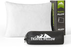 Small Shredded Memory Foam Pillow, Camping Pillow Travel Pillow - Compressible Medium Firm, Breathable Cover, Ideal Backpacking Hiking, Airplane and Car (Off-White, L)