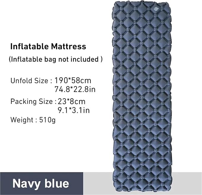 Camping Sleeping Pad, Ultralight Inflatable Mattress Portable Outdoor Air Cushion Sleeping Mat for Travel Hiking Backpacking Tent(Navy Blue)