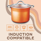 CONCORD 7 QT Copper Non Stick Stock Pot Casserole Coppe-Ramic Series Cookware (Induction Compatible)