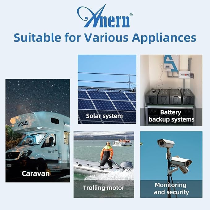 Anern 24V 100Ah LiFePO4 Lithium Battery, 2560Wh Deep Cycle LiFePO4 Battery with 100A BMS, 15000+ Cycles, 10-Year Lifespan, Ideal for Solar Energy Storage, Off-Grid Camping, RV, Trolling Motor