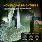 YIERBLUE Rechargeable Spotlight, Super Bright 90,000 High Lumen LED IP67 Waterproof Handheld Spotlight Long Lasting Large Flashlight Searchlight with Detachable Red Light Filter