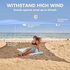 WEKAPO Beach Tent Sun Shelter - Easy Setup Beach Canopy with 4 Sturdy Poles, Large Sandbags and Shovel, 6'7'' Tall, Windproof Sun Shade for Backyard and Camping, UPF 50+ Protection