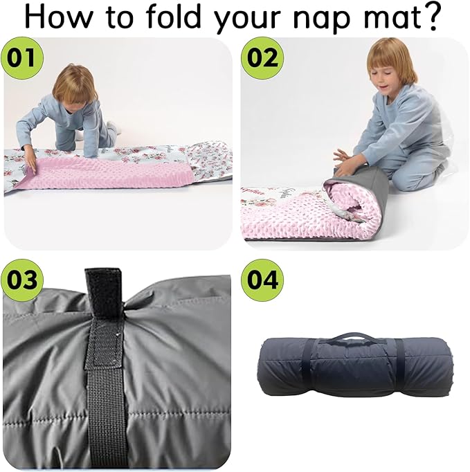 Personalized Toddler Nap Mat for Preschool, Custom Name Kids Sleeping Bag for Daycare, Kindergarten Roll Up Sleeping Mat with Removable Pillow and Soft Blanket, Fun Themes for Boys & Girls