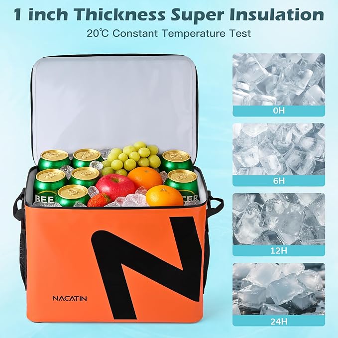 Cooler Bag, Large 5-Layer Leakproof Insulated Cooler with Bottle Opener, Removable Inner Liner Cooler Bag for Travel, Camping, Picnic, Paddle Board