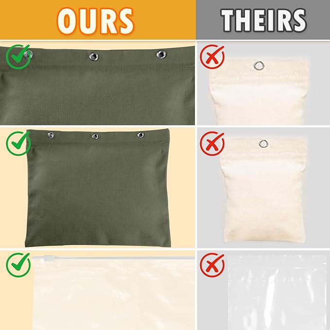10 Set Outdoor Curtain Weights Upgraded 30 oz High Weighted Sand Bags with 30 Metal Clips for Gazebo Patio Tent Tablecloth 7.5"*8.7" Green