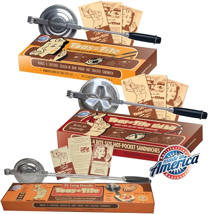 Sandwich Grill 3-Pack | Handheld Sandwich Maker & Panini Press, Portable Cast Aluminum Pie Iron for Hot Sandwiches, Pockets & Snacks | Stovetop, Grill, RV Camper & Campfire Cooking Tool