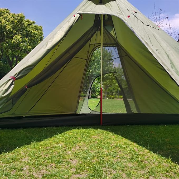 10.5' x 5.2' Camping Tent with Stove Jack Outdoor Teepee Tent for Family Camping Backpacking Hiking,Teepee Tent