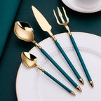 72pcs gold flaware set for 18,stainless steel silverware set,Tableware Sets for 18 Including Forks Spoons Knives, Gold knife and fork long white handle Camping Silverware Travel Utensils Set Cutlery