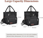 LOKASS Lunch Bag& Lunch Box for Men Women Double Deck,Large Insulated Adult Lunch Box Leakproof Lunchbox Cooler Bag for Work Picnic Beach,（Black,16L）
