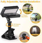 Clip On Solar Lights Outdoor with Motion Sensor, 360°Rotatable & Vertically Adjustable Solar Fence Lights with 92 LEDs (600 LM, 6000 K),IP65 waterproof Security light for deck, Gutter, Camping(2 Pack)
