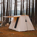UNISTRENGH Waterproof Cotton Canvas Cabin Tent 4 Season Outdoor Family Camping Tent Shelters with Awning & Extra Wide Mesh Doors