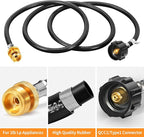 GasSaf 8FT Propane Hose, Propane Adapter Hose, Propane Tank Hose 1lb to 20lb Converter, Suitable for Weber Q Grills, Blackstone Griddles, Coleman Stoves, Mr Heater Buddy & More