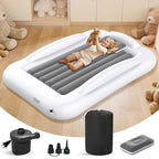 Inflatable Kids Travel Bed - Portable Comfortable Air Mattress with 3 Sides Safety Bumpers - Blow Up Bed for Camping & Travel (53 Inches)